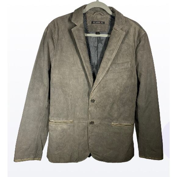 John Varvatos Star USA Suede Leather Blazer Jacket Cowskin Lambskin Gray Medium - Picture 5 of 16